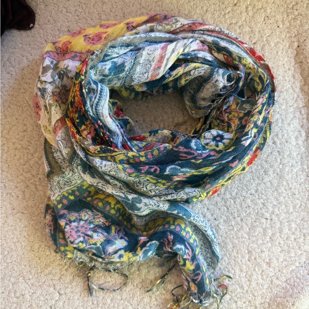 Vintage Gauzy “Quilt” Beige Plaid Wrap Belt Scarf 🌿 - Picture 3 of 5